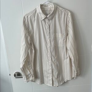 a new day Women’s Cream and Black Striped Shirt